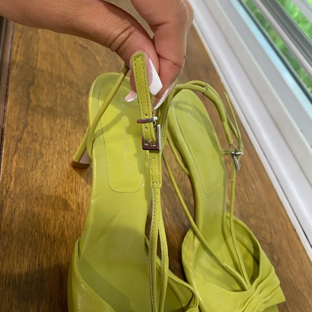 ANTONIO MELANI Lime Green Open-Toe Slingback Sandals - Picture 4 of 8